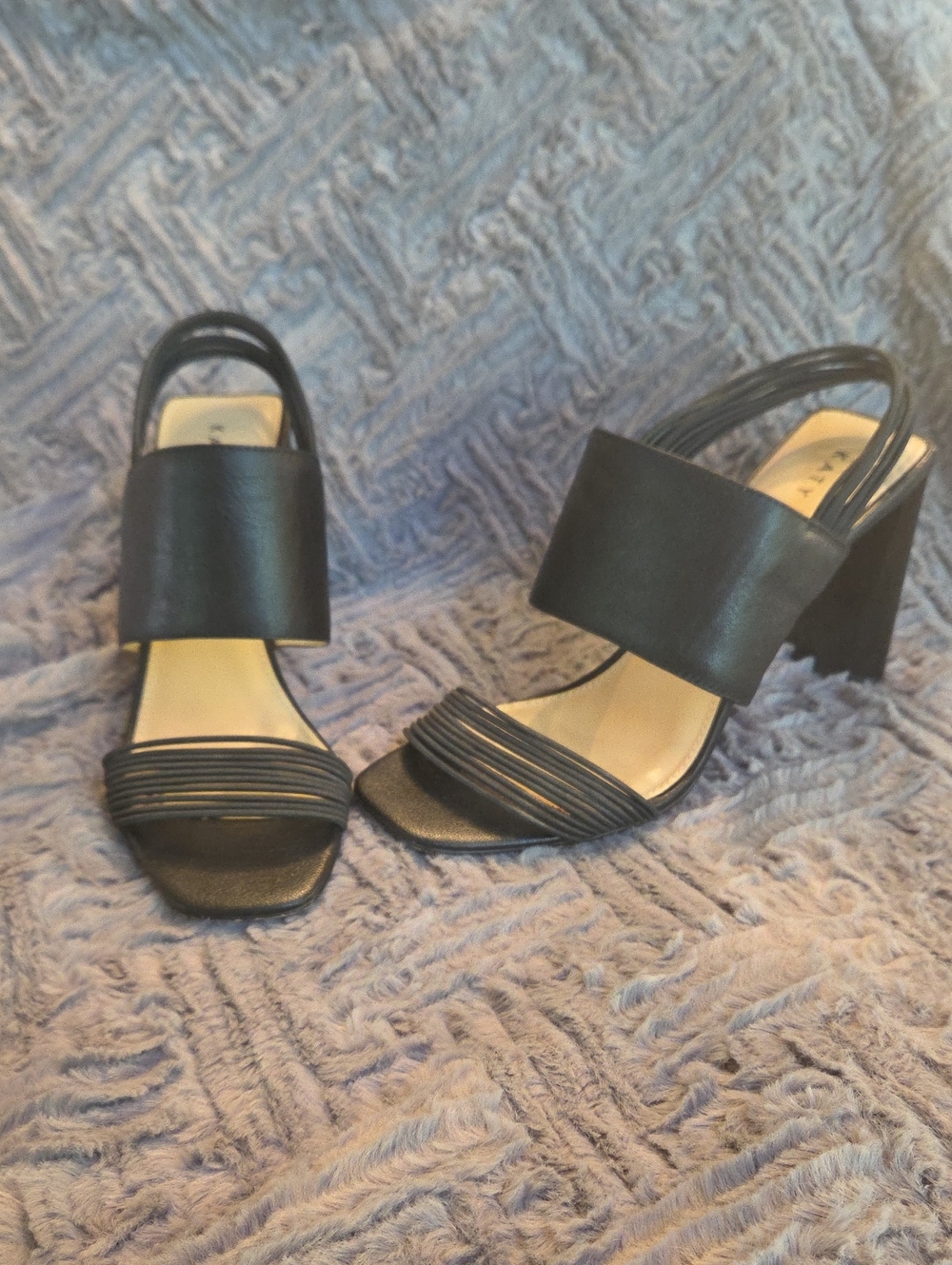Katy Perry Collections Black Multi-Strap Block Heel Sandals